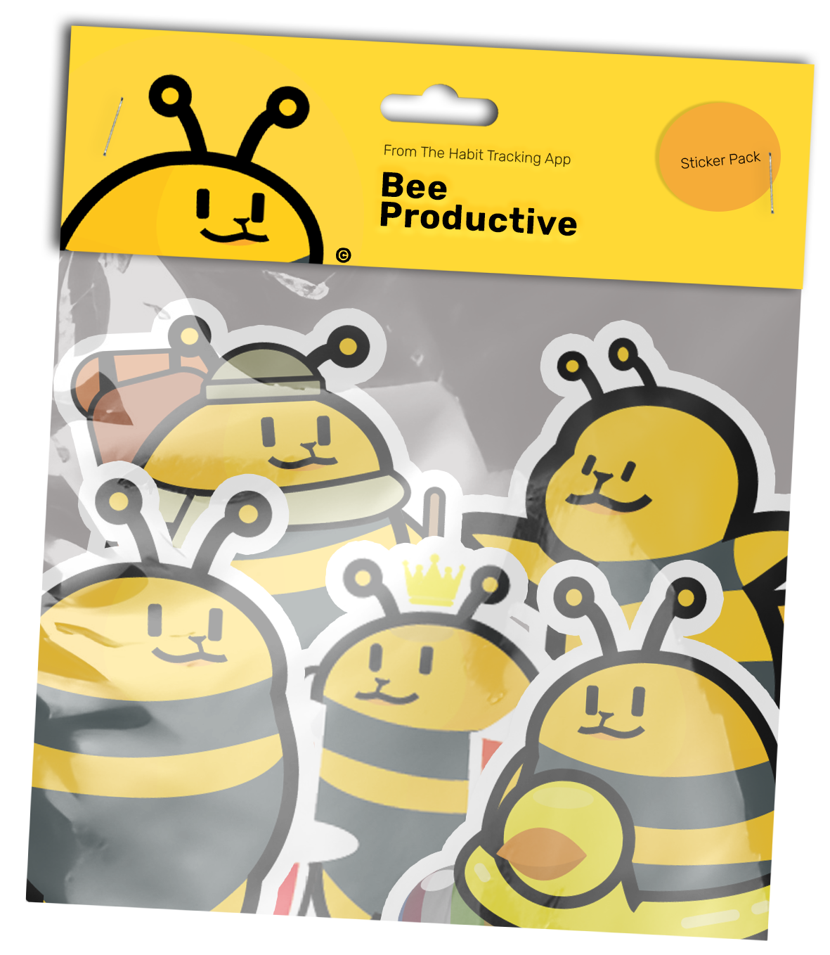 Sticker Sheet of Bee Illustrations.